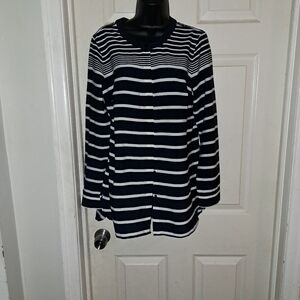 Talbots stiped button Down Blouse size medium